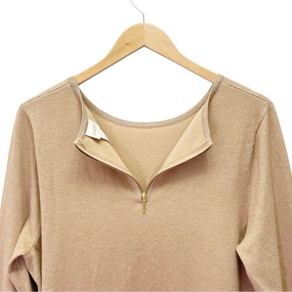 NWT Chico’s Shine-Trim Mindy Pullover in Heather Arabian Camel Size 2 | Large - Picture 8 of 14
